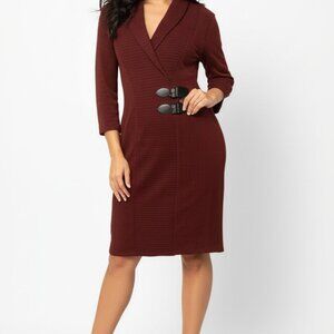 Connected Apparel Brown Textured Sheath Dress Size 12